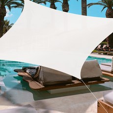 아웃팅 사각 옥스포드 방수원단 썬쉐이드 + 사각 턴버클 세트, 아이보리