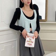 Tteugaejin 女款羊毛環扣羅貝莉馬甲針織背心