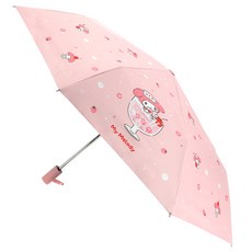 三麗鷗 美樂蒂 閃亮 防UV 遮光塗層 軟摺 三折 全自動雨傘 MUHKU70090+傘套組