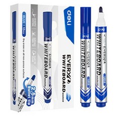 deLi 得力 Every柔軟白板筆 EU016, 12個, 藍色