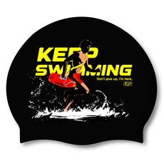 SD7 矽膠泳帽 SGL-CA460, Keep Swimming Man BLK, 1個
