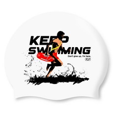 SD7 矽膠泳帽 SGL-CA4, Keep Swimming Man WHT, 1個