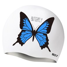 SD7 矽膠泳帽 藍蝴蝶 SGL-CA248, 1個, 白色