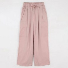 플랜데이 여성용 트랙 투핀턱 카고 스트링 와이드 팬츠 롱