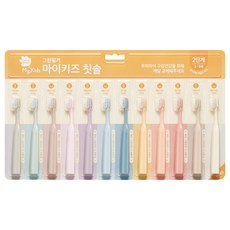 그린핑거 마이키즈 2단계 3 4 5세 유아 칫솔, 혼합색상, 12개입, 1세트