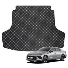 GMZ MOTORS 車用3D菱格紋皮革後車廂墊, 現代 Sonata The Edge 2023年式~(油電混合專用), 黑色