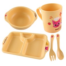 aizoum 嬰兒碰碰狐狸小鯊魚玉米餐具套裝, 混色, 1組, 5種