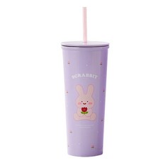 BUTTERSHOP 兔子吸管不鏽鋼保冷杯, 1個, 紫色, 700ml