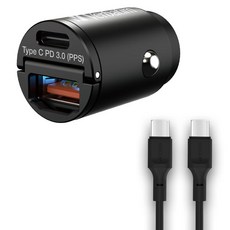 Verbatim 威寶 C&A型 45W PPS 完全嵌入式雙埠超迷你高速車用充電器 + C to C 充電線, 66884, 黑色