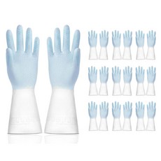 Maket Gamseong 雙色防滑橡膠手套 雙手組, 藍色, 大(L), 10套