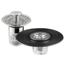 KKALKKEUMDAEJANG 多功能排水孔塞+多功能洗手台漏水塞組, 銀色