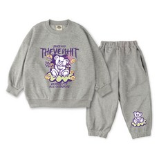 VENHIT 童款魔法熊圖案棉質雙面布大學T慢跑長褲組