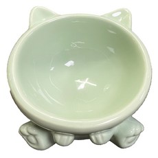 PETSMON 方便寵物進食的傾斜型陶瓷餐具, 1個, 綠色
