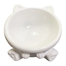 PETSMON 寵物方便進食傾斜型陶瓷食碗, 1個, 白色