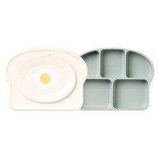sillymann 雙面矽膠餐盤 WSB2634, 1個, 奶油綠色