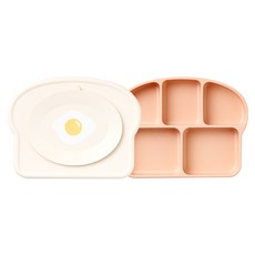 sillymann 雙面矽膠餐盤 WSB2634, 1個, 奶油桃