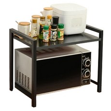 블럭마트 주방 전자렌지 선반 TYPE2, 블랙블랙, 1단