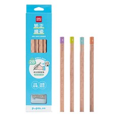 델리 점보 교정연필 2B 8자루+미니 점보연필깎이, 혼합색상, 1세트