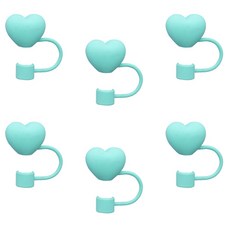 블럭마트 텀블러 빨대 마개 하트모양, 민트, 6개