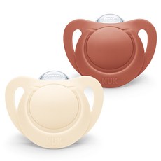 NUK 嬰兒用 For Nature 安撫奶嘴 2件組, 粉彩栗色 + 米色, S3 (18~36個月), 1套
