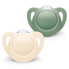 NUK 嬰幼兒用 For Nature 安撫奶嘴 2入組, 綠色 + 米色, S3 (18~36個月), 1套