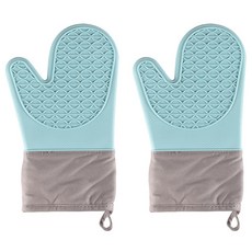 GOODIE FOODIE 隔熱矽膠耐熱廚房烤箱手套, 1個, 薄荷+薄荷