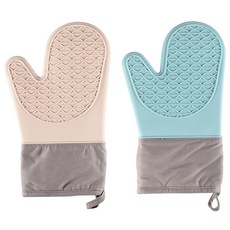 GOODIE FOODIE 隔熱矽膠耐熱廚房烤箱手套, 1個, 粉色+薄荷