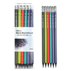 투코비 코마 흑목 지우개 연필 B 6종 x 2p 세트 TC-P01, 혼합색상, 1세트