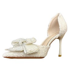 Paperments 派對婚禮珍珠蝴蝶結淺口高跟鞋 8cm 01703