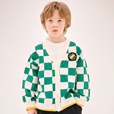 JELISPOON 男童奇趣棋盤格滾邊針織外套