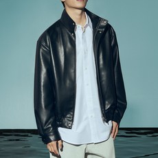 마인드브릿지 남성용 도프제이슨 레더 하이넥 블루종 MXJP2106