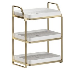 Block Mart 水杯收納架 瀝水盤 桌面, 3層, 白金色