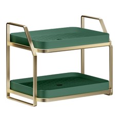 블럭마트 물컵 보관랙 건조 트레이 데스크탑, 1개, 그린골드, 2단