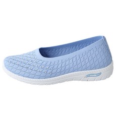 단골언니 여성용 뽀또 니트 스판 매쉬 보석 단화