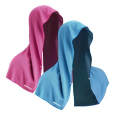 MONSTER 涼感連帽毛巾 2入組 60 x 29 cm, 藍色 + 紅色, 1套