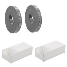 MONACO OLIVE 滑動式收納袋 電線整理盒 10入 + 專用托盤 中型 2入 + 魔鬼氈束帶 2入 套組, 半透明(整理盒), 白色(托盤), 灰色(束帶), 1套