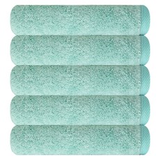 Songwol 松月 素色黑標籤竹纖維厚磅飯店級毛巾 250g, 藍綠色, 5條