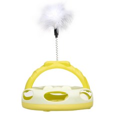 Lanboer 貓咪緞帶鈴鐺毛絨轉盤玩具, 1個, 綠色
