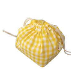슈슈룸 선염체크 방수안감 스트링 파우치, 옐로우