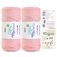 Knitt 新款棉質馬克蘭編織線 150g 2入 + 珍妮斜背包編織圖 + 迷你編織地圖套組, 1個, 13 印度粉