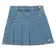 GUESS KIDS 女童褶飾中藍水洗褲裙 N3 110