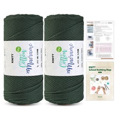Knitt NEW 棉花 Macrame 編織線 150g 2入 + Jenny 斜揹包編織圖 + 編織地圖 mini 套組, 1個, 26 深綠色