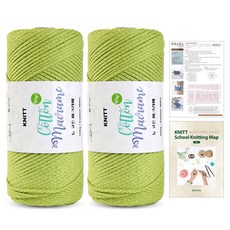 Knitt New棉質編繩線 150g 2捲+Jenny斜背包編織圖+編織地圖 mini組, 22黃綠色