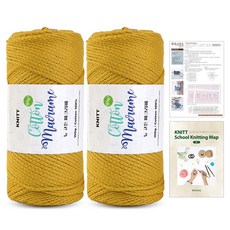 니뜨 뉴 코튼 마크라메 뜨개실 150g 2p + 제니 크로스백 뜨개도안 + 니팅맵 mini 세트, 1개, 08 머스터드