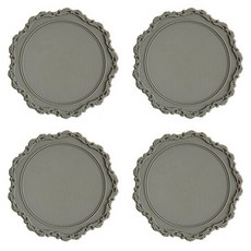 Ju and Ji 圓形蕾絲矽膠杯墊, 4個, 灰色