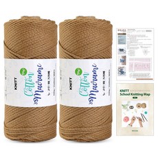 Knitt 新款棉質馬克蘭編織線 150g 2入 + 珍妮斜背包編織圖 + 迷你編織地圖套組, 1個, 06 拿鐵色