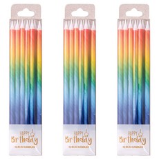 joyparty 細長生日蠟燭 12支, 彩虹色, 3個