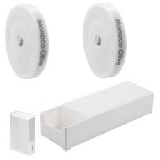 MONACO OLIVE 電線收納袋 10入 + 專用收納盒 大型 + 魔鬼氈束帶 2入 套組, 半透明(電線收納袋), 白色(收納盒), 白色(魔鬼氈束帶), 1套