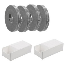 MONACO OLIVE 纜線收納袋 10入 + 中型專用收納盒 2入 + 魔鬼氈束帶 4入 套組, 半透明(纜線收納袋), 白色(收納盒), 灰色(魔鬼氈束帶), 1套