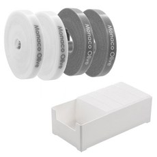 MONACO OLIVE 線材收納袋 5入 + 專用收納盒 中型 + 魔鬼氈束帶 2種 x 2入 套組, 半透明(線材收納袋), 白色(收納盒), 灰色, 白色(魔鬼氈束帶), 1套